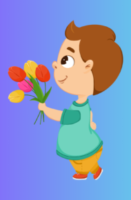 Bambino che dona fiori